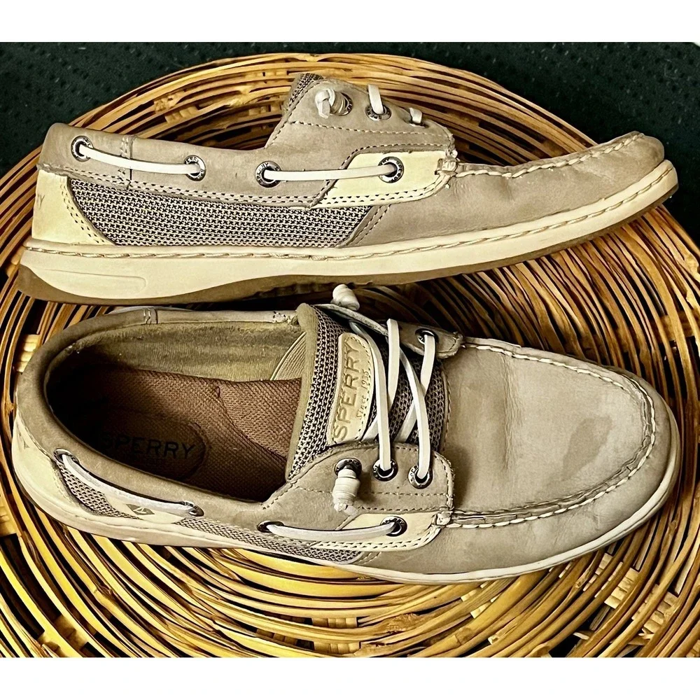 Women's Sperry Top Sider Rosefish Boat Loafer Shoes Memory Foam Linen-Oat Size 9